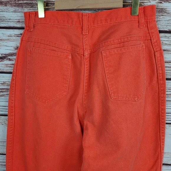YFSC Basics Size 11 Vintage 90s Solid Tangerine Orange High Waisted Mom Jeans - Picture 6 of 11
